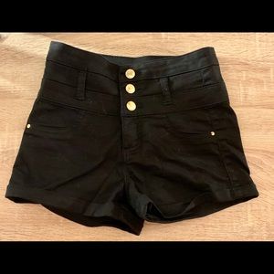 Black Refuge High Waisted Shorts